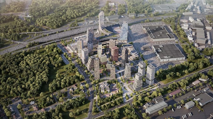 Master Plan Visualization Remodel 3d cityscape, urban design, masterplan visualization,warehouse ...