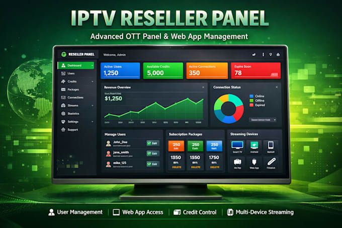 Create best iptv reseller activation account with with ott panel with ...