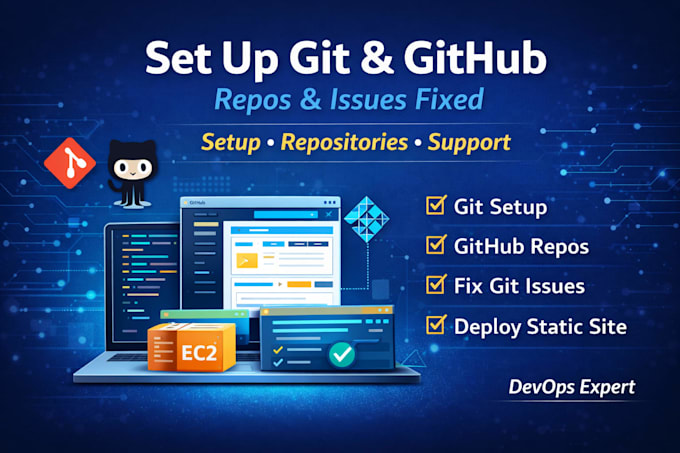 set up git and github create repositories and fix git issues