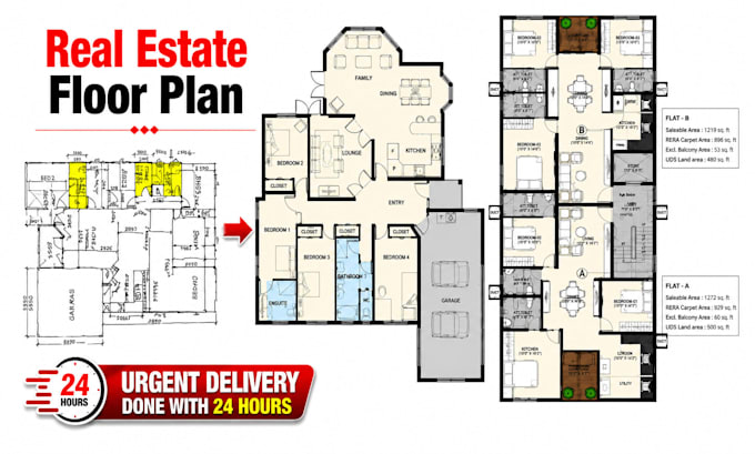 redraw real estate floor plan for property listing and mls realtor