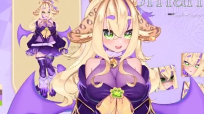 design and rig pro live2d vtuber, 2d vtuber model, 3d v tuber, ref sheet