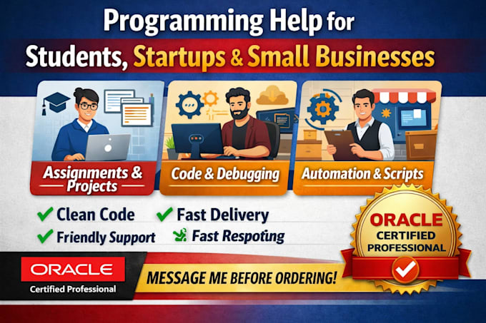 provide programming help for students, startups and small business