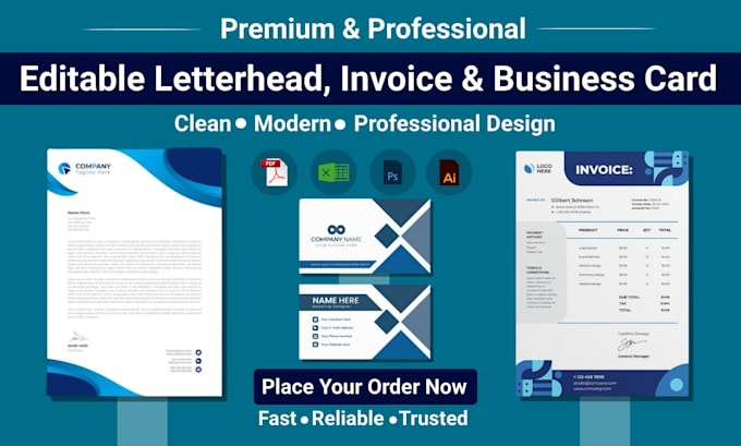 create professional editable letterhead invoice and business card templates