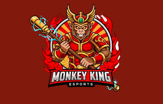 design monkey king mascot logo design with 1 day delivery