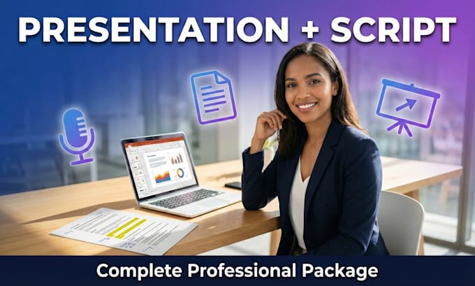 create professional presentation with complete script included