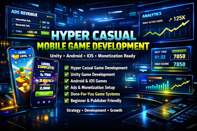 develop professional hyper casual mobile games in unity