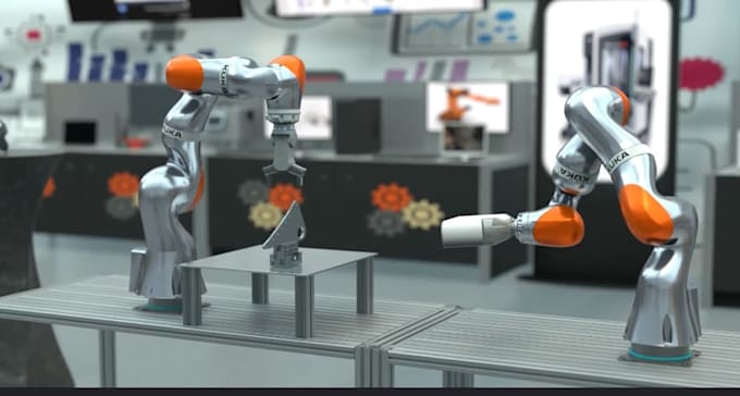 animate industrial robot arms, robots, rendring and simulation