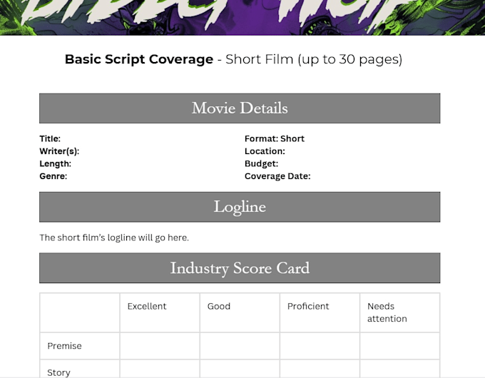 provide basic script coverage for 1 short film