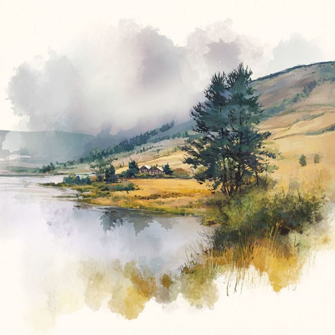 draw a watercolor landscape illustration