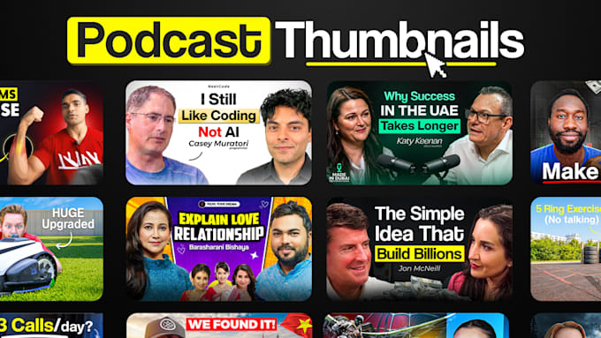 make catchy youtube podcast thumbnail for you