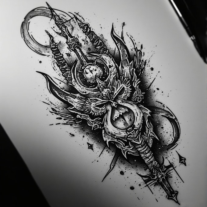 custom an abstract black tattoo design