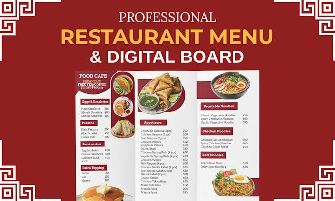 design professional restaurant menu and digital menu board