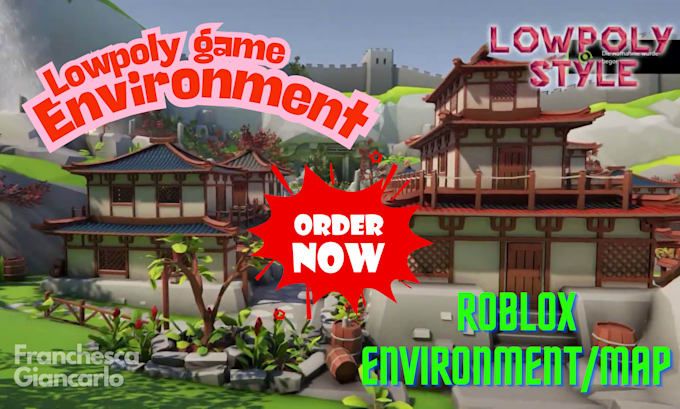create lowpoly game environment, roblox map, game assets for unity or unreal