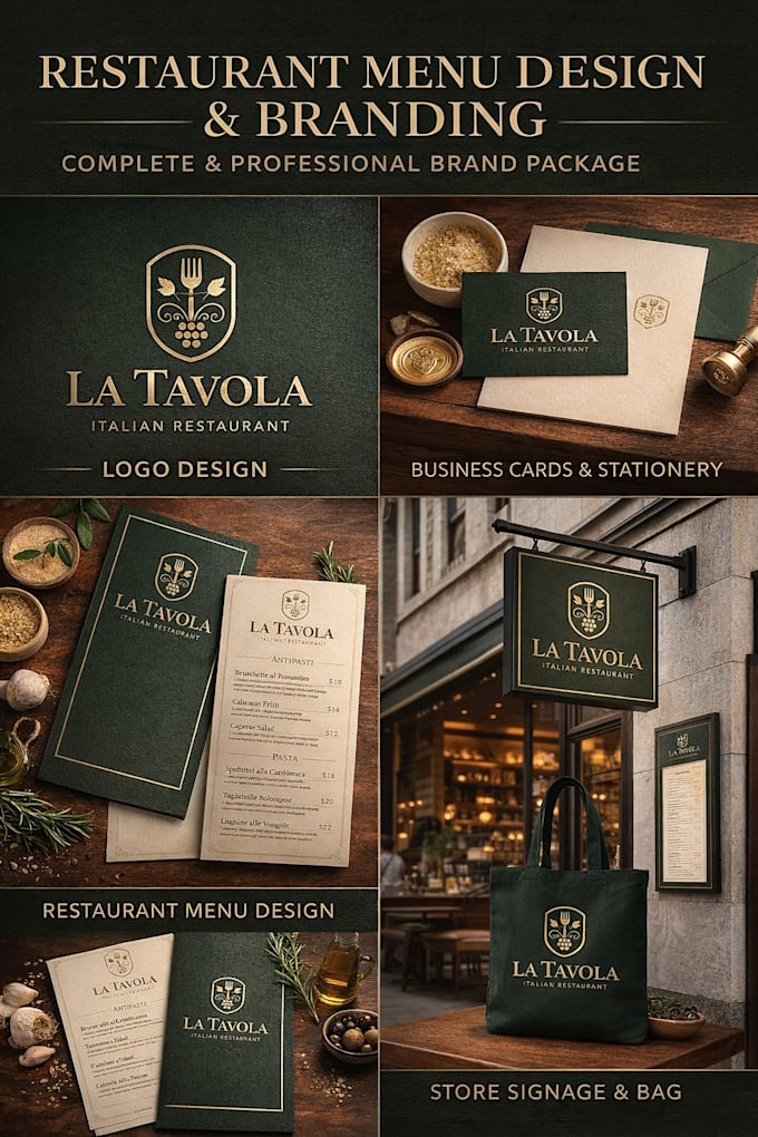Menu Branded Restaurant menu ontwerp, branding, logo, brand kit met printbare ...