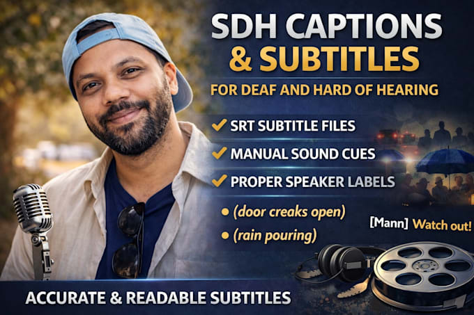 create professional sdh captions and srt subtitles for video
