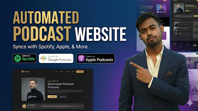 design a modern podcast website with automatic episode sync