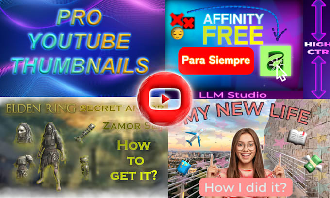 design viral high CTR youtube thumbnails for gaming, tech, and vlogs