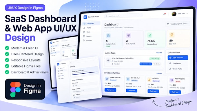 design saas dashboard and web app UI UX in figma