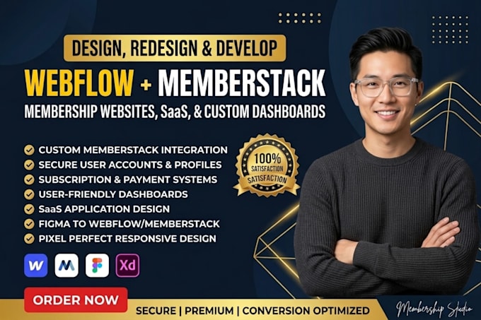 design webflow membership websites saas, webflow memberstack dashboard