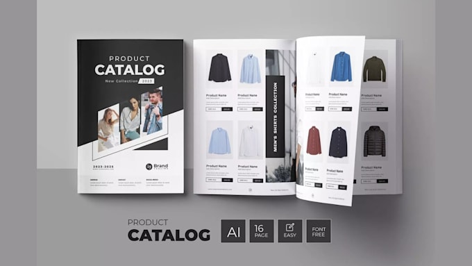 canva design product catalog, sell sheet, lookbook, catalogue, magazine design