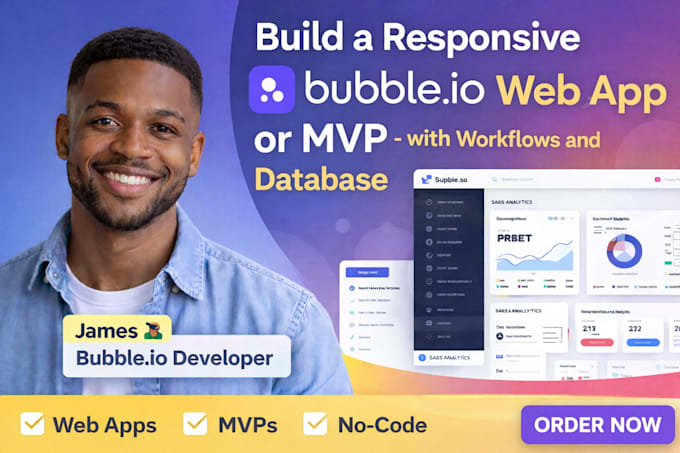 Build a responsive bubble io web app or mvp with workflows and database ...