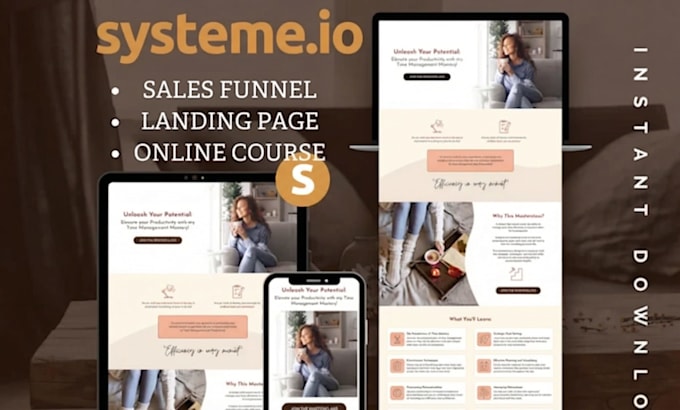 Build sales funnel, landing page and automation in systeme io by ...