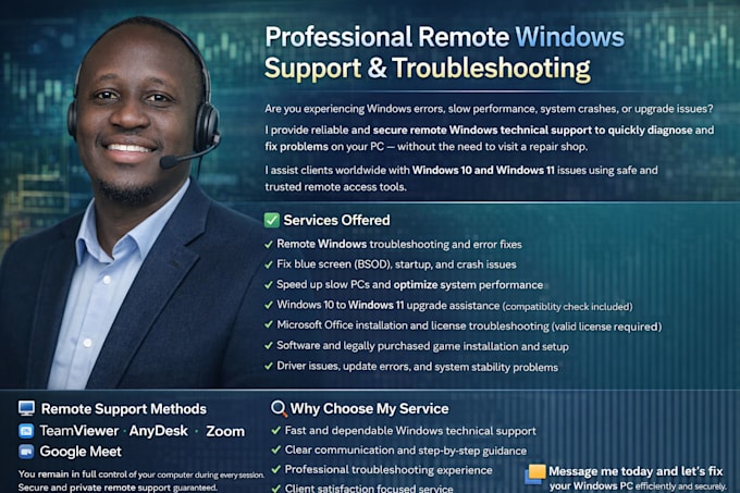 remotely fix windows, upgrades and software issues