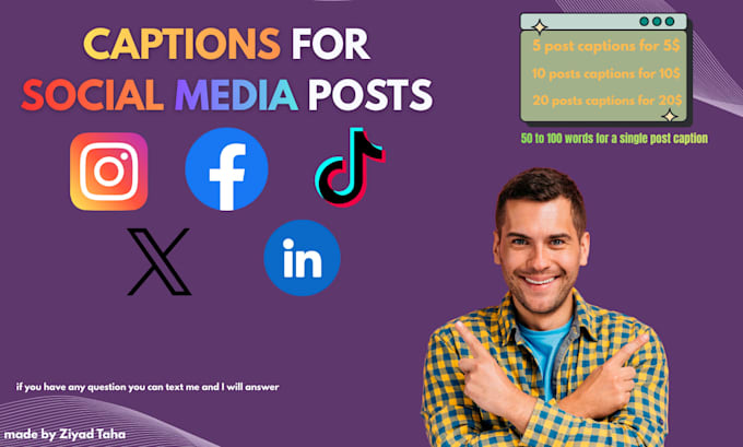 Write 5 high quality social media captions for your posts by Ziyad ...