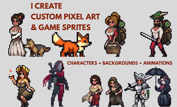 create custom pixel art game sprite sheet pixel animation 2d character game art