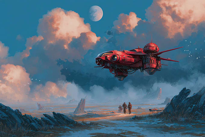 illustrate cinematic sci fi artwork in resolution