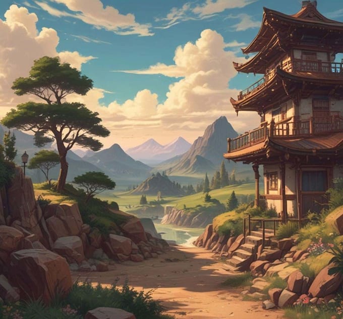 draw anime style background art illustration for vtuber