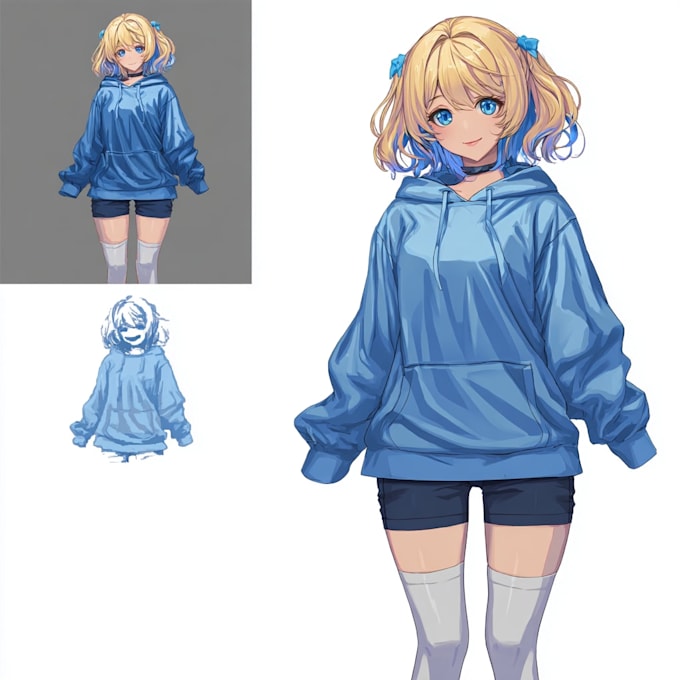 draw anime illustration, vtuber art, visual novel,