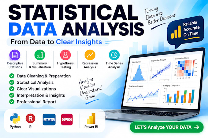 do statistical data analysis using r, python, stata, spss