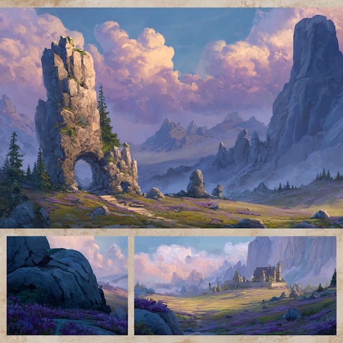 make a fantasy environment, landscape illsutration design