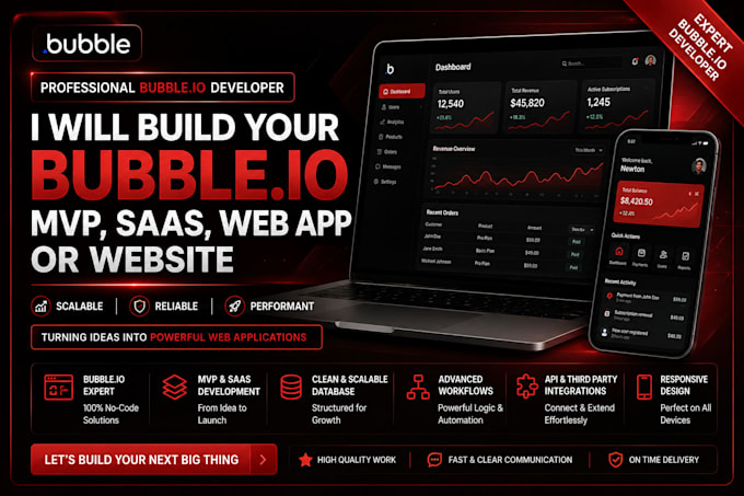 build your bubble io mvp saas web app or website