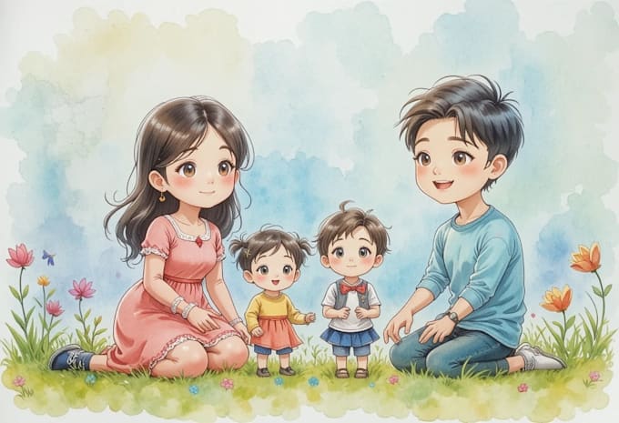 make a digital watercolor character art
