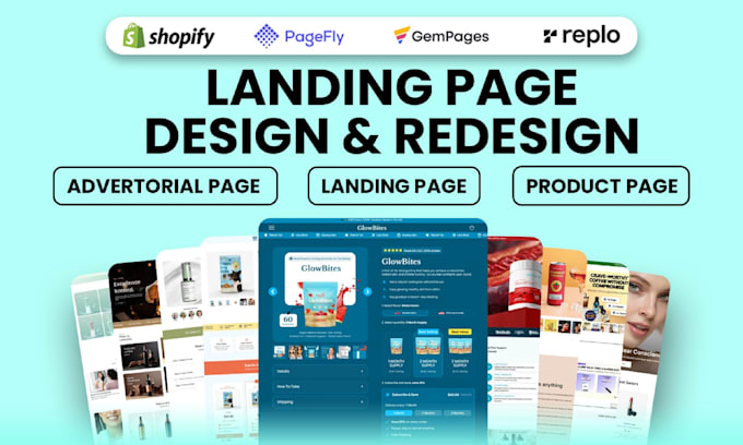 Design a shopify landing page using replo, pagefly, gempages, or ...