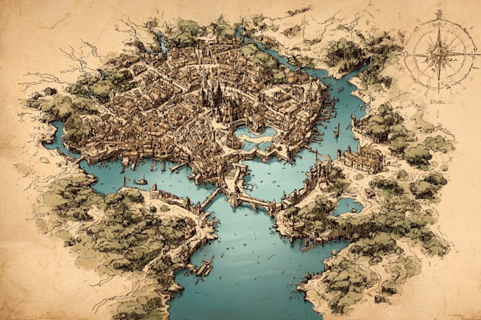 Do fantasy city map for dnd map illustration world vector map novels ...