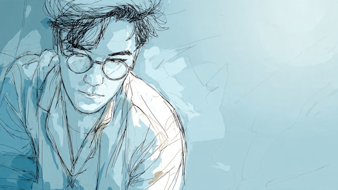 make a sketch with scribbles and watercolor