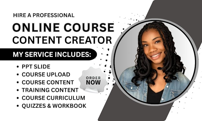 online course content, ppt, workbook coursework, elearning video course creation