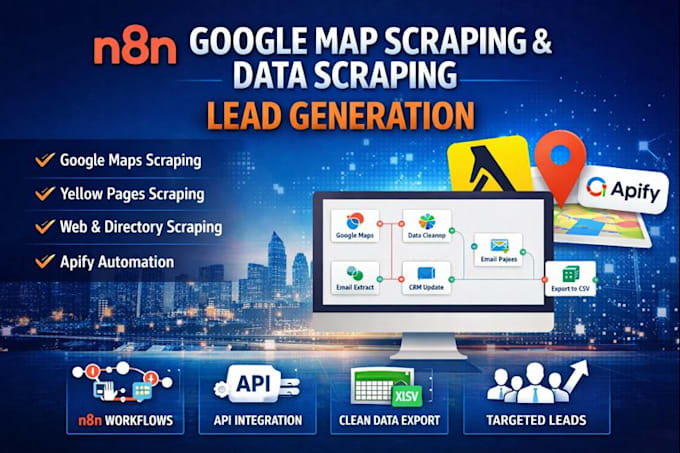 Do n8n google map scraping, yellow pages, data scraping, lead ...