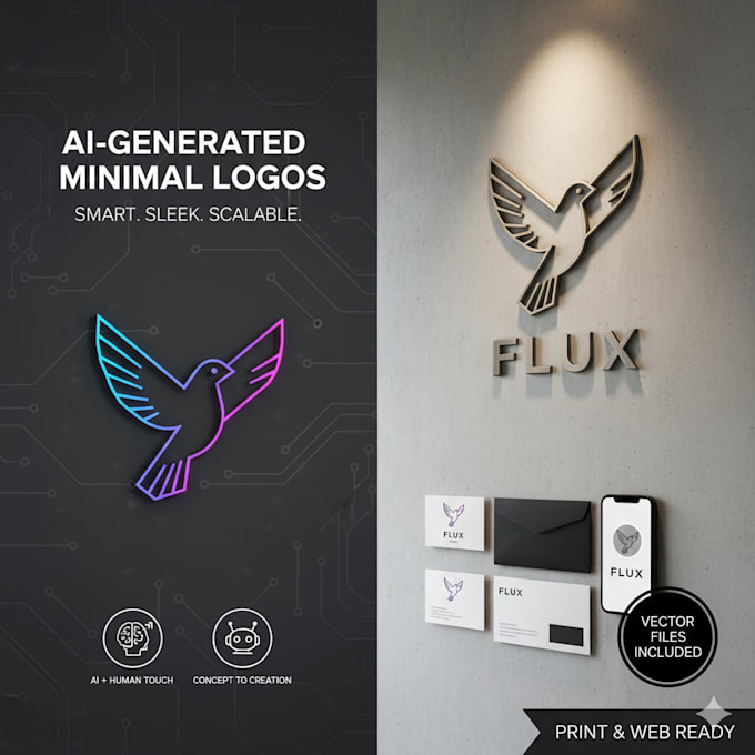design a modern ai minimalist logo using mid journey and vector tools