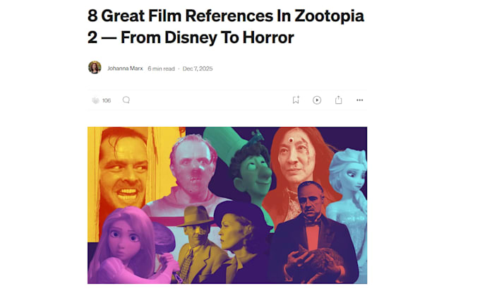 write film analysis articles revealing classic cinema references
