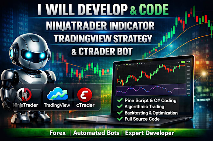 develop and code ninjatrader indicator, tradingview strategy, and ctrader bot