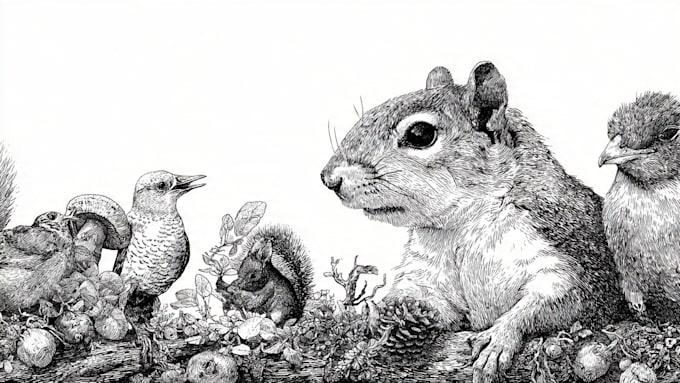 create ink drawings of animals and pets
