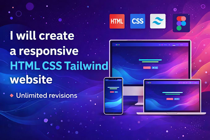 convert figma design into a responsive tailwind CSS website or landing page