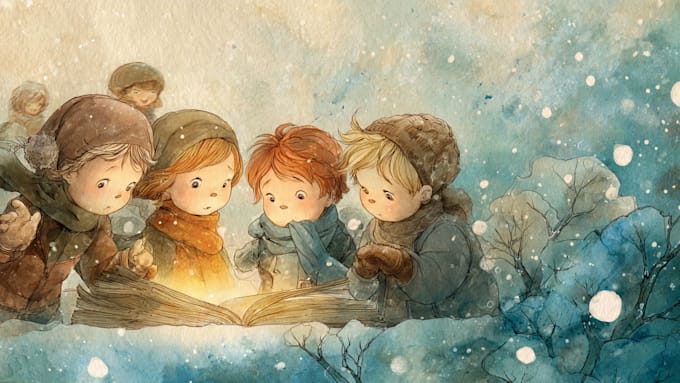 digital watercolor children book illustration