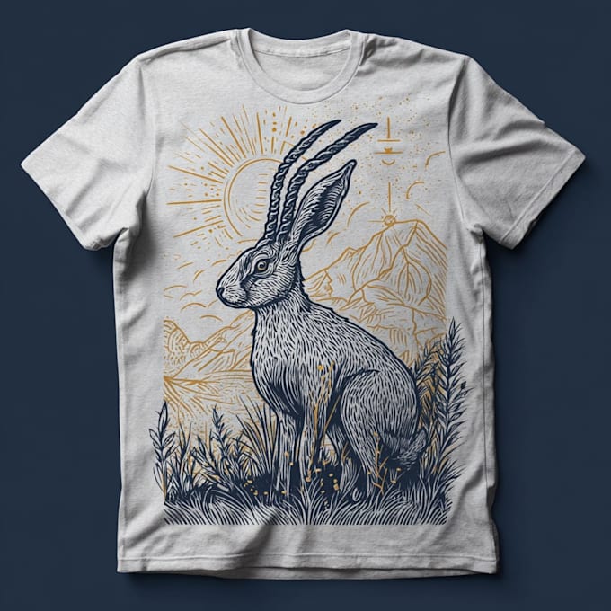 create animal linocut tshirt design for brands