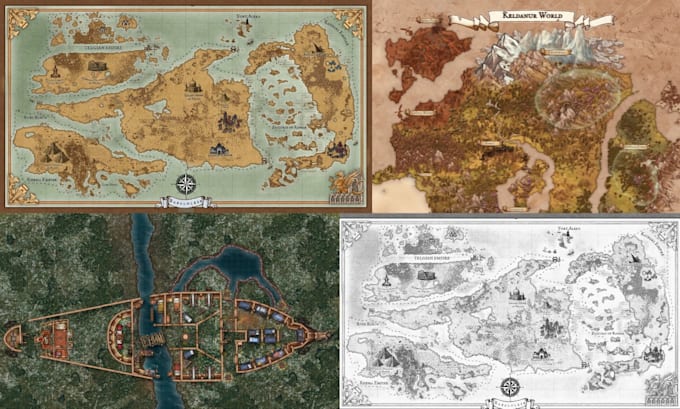 create animated maps, fantasy map illustrations, 2d map design, historical map
