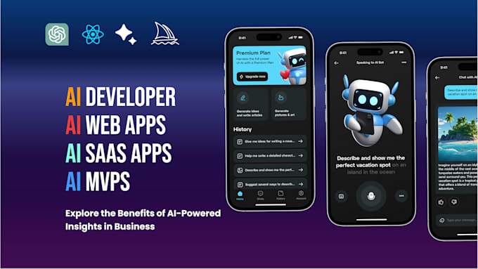 develop premium ai web apps, ai mvps, ai saas apps, ai voice agents